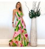 Deep V Backless Floral Longuette Bohemian Women's Dresses