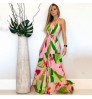 Deep V Backless Floral Longuette Bohemian Women's Dresses