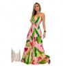 Deep V Backless Floral Longuette Bohemian Women's Dresses