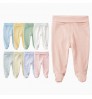 Spring autumn loose footie newborn organic cotton stripe solid color toddler high waist kids boy baby legging pants legging baby