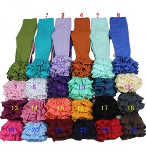 Boutique baby leggings girls triple ruffle pants kids bell bottom wholesale baby pants fluffy